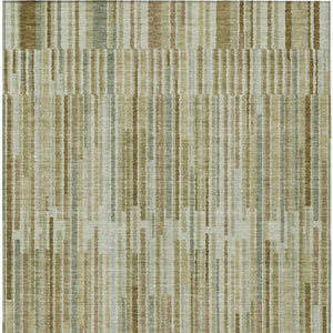 HomeRoots 5' Stylish Khaki and Olive Green Striped Washable Rug for Indoor and Outdoor Versatile Use 9' X 12' 631543