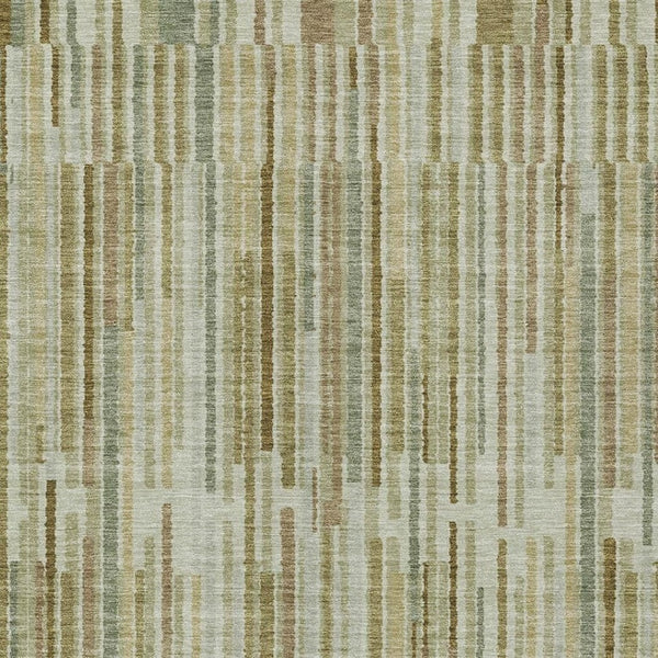 HomeRoots 5' Stylish Khaki and Olive Green Striped Washable Rug for Indoor and Outdoor Versatile Use 9' X 12' 631543