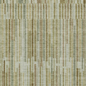 HomeRoots 5' Stylish Khaki and Olive Green Striped Washable Rug for Indoor and Outdoor Versatile Use 10' X 14' 631544
