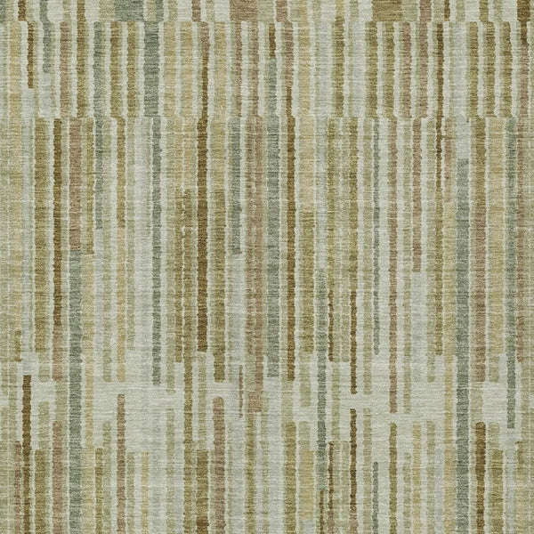 HomeRoots 5' Stylish Khaki and Olive Green Striped Washable Rug for Indoor and Outdoor Versatile Use 10' X 14' 631544