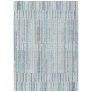 HomeRoots 5' Mint Green and Ivory Striped Washable Area Rug for Indoor and Outdoor Spaces – Durable & Stylish 5' X 8' 631546