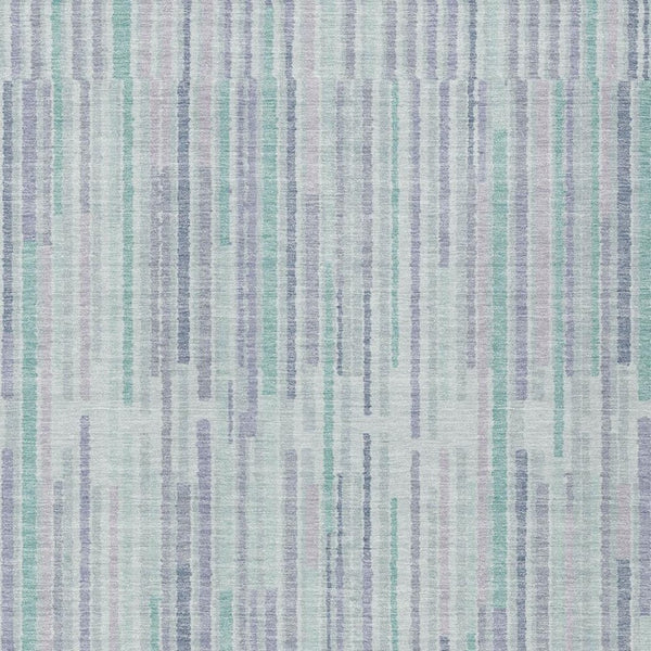 HomeRoots 5' Mint Green and Ivory Striped Washable Area Rug for Indoor and Outdoor Spaces – Durable & Stylish 5' X 8' 631546