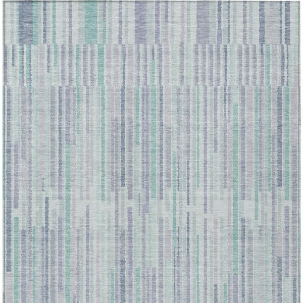 HomeRoots 5' Mint Green and Ivory Striped Washable Area Rug for Indoor and Outdoor Spaces – Durable & Stylish 9' X 12' 631549