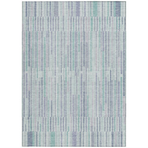 HomeRoots 5' Mint Green and Ivory Striped Washable Area Rug for Indoor and Outdoor Spaces – Durable & Stylish 10' X 14' 631550