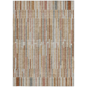 HomeRoots 5' Durable Rust and Ivory Striped Washable Area Rug for Indoor and Outdoor Spaces, Easy Care 8' X 10' 631554