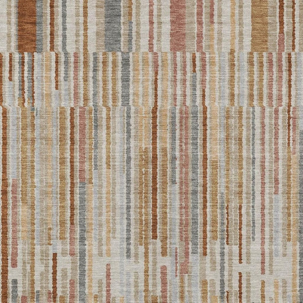 HomeRoots 5' Durable Rust and Ivory Striped Washable Area Rug for Indoor and Outdoor Spaces, Easy Care 9' X 12' 631555