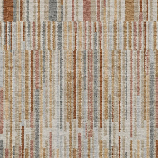 HomeRoots 5' Durable Rust and Ivory Striped Washable Area Rug for Indoor and Outdoor Spaces, Easy Care 10' X 14' 631556