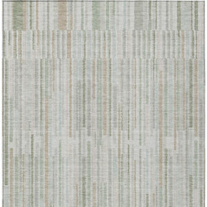 HomeRoots 5' Stylish Sage and Ivory Striped Area Rug – Durable, Washable, Perfect for Indoor and Outdoor Use 5' X 8' 631558