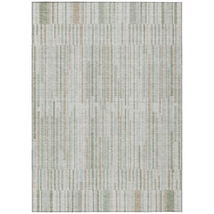 HomeRoots 5' Stylish Sage and Ivory Striped Area Rug – Durable, Washable, Perfect for Indoor and Outdoor Use 5' X 8' 631558