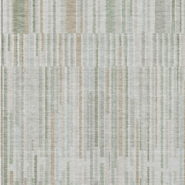 HomeRoots 5' Stylish Sage and Ivory Striped Area Rug – Durable, Washable, Perfect for Indoor and Outdoor Use 5' X 8' 631558