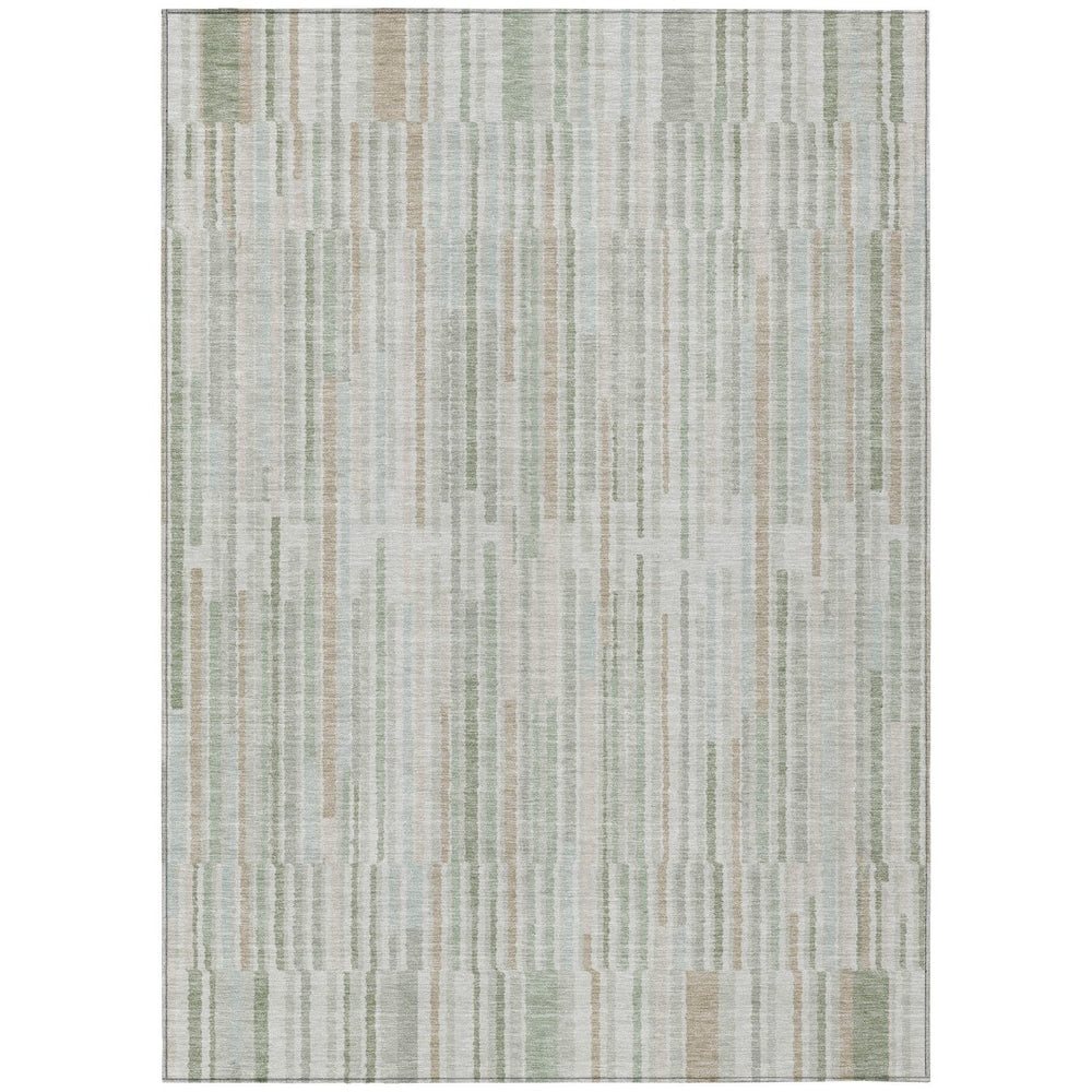 HomeRoots 5' Stylish Sage and Ivory Striped Area Rug – Durable, Washable, Perfect for Indoor and Outdoor Use 8' X 10' 631560