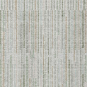 HomeRoots 5' Stylish Sage and Ivory Striped Area Rug – Durable, Washable, Perfect for Indoor and Outdoor Use 8' X 10' 631560