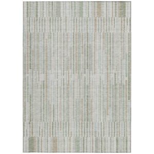 HomeRoots 5' Stylish Sage and Ivory Striped Area Rug – Durable, Washable, Perfect for Indoor and Outdoor Use 9' X 12' 631561