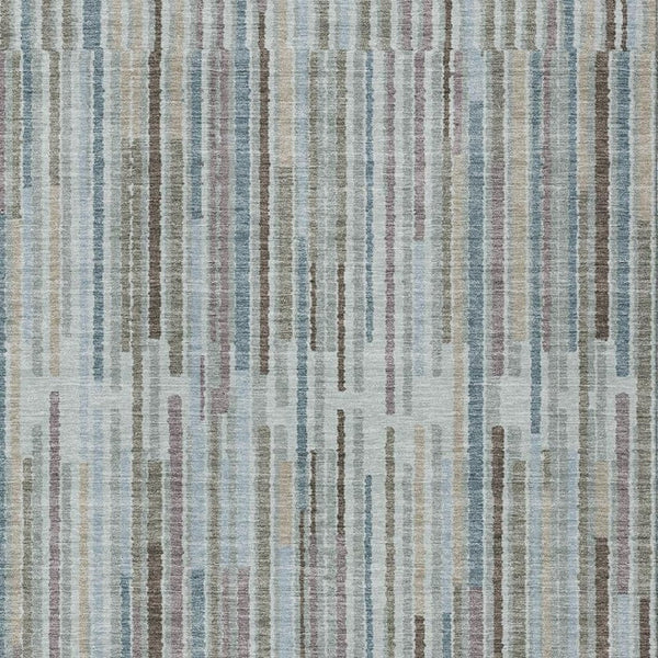 HomeRoots 5' Striped Teal Blue and Brown Area Rug - Durable, Washable, Perfect for Indoor or Outdoor Spaces 5' X 8' 631564
