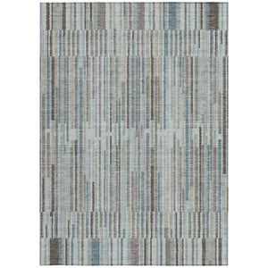 HomeRoots 5' Striped Teal Blue and Brown Area Rug - Durable, Washable, Perfect for Indoor or Outdoor Spaces 10' X 14' 631568