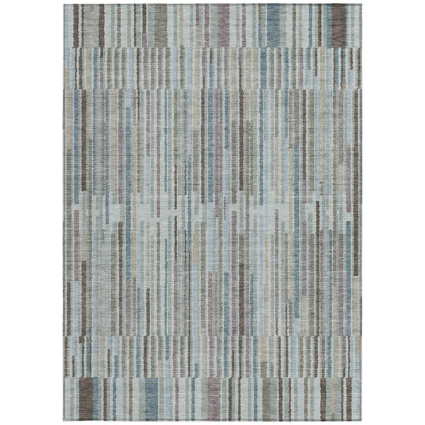 HomeRoots 5' Striped Teal Blue and Brown Area Rug - Durable, Washable, Perfect for Indoor or Outdoor Spaces 10' X 14' 631568