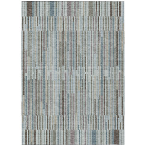 HomeRoots 5' Striped Teal Blue and Brown Area Rug - Durable, Washable, Perfect for Indoor or Outdoor Spaces 10' X 14' 631568