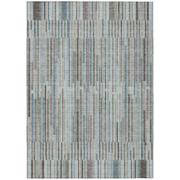 HomeRoots 5' Striped Teal Blue and Brown Area Rug - Durable, Washable, Perfect for Indoor or Outdoor Spaces 10' X 14' 631568