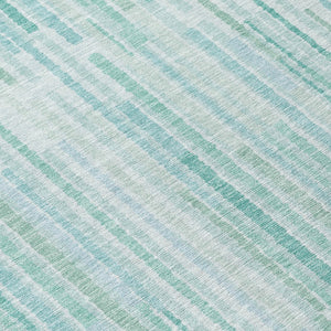 HomeRoots 5' Turquoise and Aqua Striped Area Rug - Durable, Washable, Stylish for Indoor and Outdoor Spaces 5' X 8' 631570