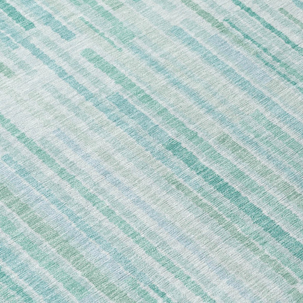 HomeRoots 5' Turquoise and Aqua Striped Area Rug - Durable, Washable, Stylish for Indoor and Outdoor Spaces 5' X 8' 631570