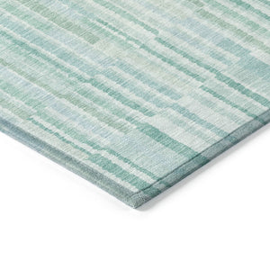HomeRoots 5' Turquoise and Aqua Striped Area Rug - Durable, Washable, Stylish for Indoor and Outdoor Spaces 8' Round 631571