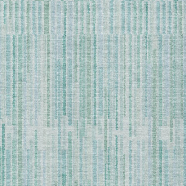 HomeRoots 5' Turquoise and Aqua Striped Area Rug - Durable, Washable, Stylish for Indoor and Outdoor Spaces 9' X 12' 631573