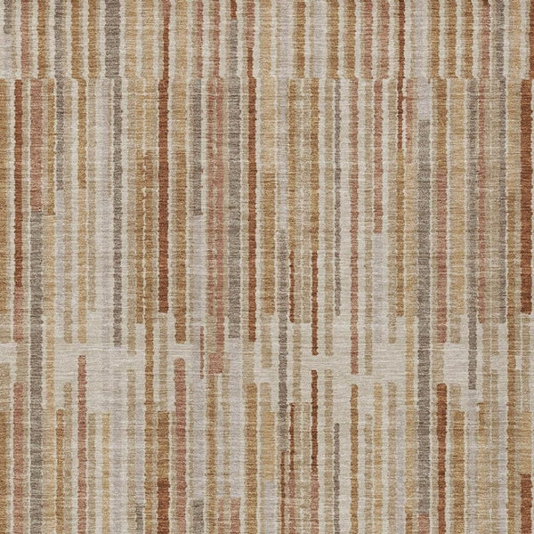 HomeRoots 5' Versatile Terra Cotta and Beige Striped Washable Area Rug for Indoor and Outdoor Spaces 5' X 8' 631576