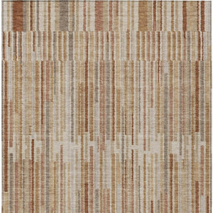 HomeRoots 5' Versatile Terra Cotta and Beige Striped Washable Area Rug for Indoor and Outdoor Spaces 9' X 12' 631579