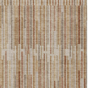 HomeRoots 5' Versatile Terra Cotta and Beige Striped Washable Area Rug for Indoor and Outdoor Spaces 9' X 12' 631579