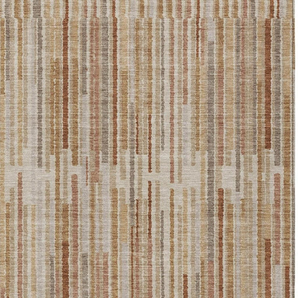 HomeRoots 5' Versatile Terra Cotta and Beige Striped Washable Area Rug for Indoor and Outdoor Spaces 9' X 12' 631579