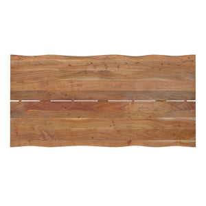 English Elm Delta Delta Dining Table handcrafted solid acacia wood 72"x36" live edge top with black iron legs durable finish Natural B136P203499