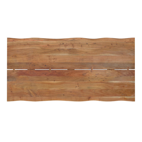 English Elm Delta Delta Dining Table handcrafted solid acacia wood 72"x36" live edge top with black iron legs durable finish Natural B136P203499