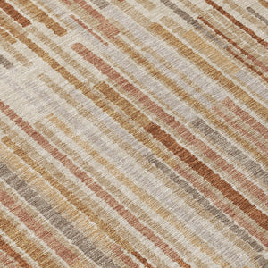HomeRoots 5' Versatile Terra Cotta and Beige Striped Washable Area Rug for Indoor and Outdoor Spaces 10' X 14' 631580