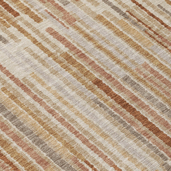 HomeRoots 5' Versatile Terra Cotta and Beige Striped Washable Area Rug for Indoor and Outdoor Spaces 10' X 14' 631580
