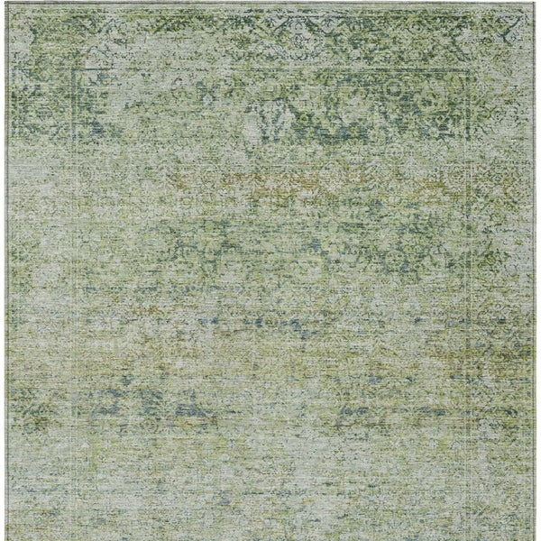 HomeRoots 5' Artichoke Green and Ivory Abstract Indoor Outdoor Area Rug - Durable, Washable, Stylish Design 5' X 8' 631582