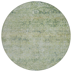 HomeRoots 5' Artichoke Green and Ivory Abstract Indoor Outdoor Area Rug - Durable, Washable, Stylish Design 8' Round 631583
