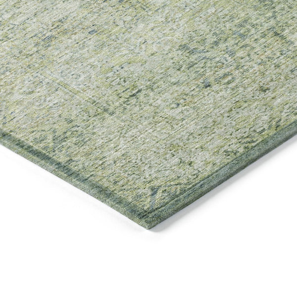 HomeRoots 5' Artichoke Green and Ivory Abstract Indoor Outdoor Area Rug - Durable, Washable, Stylish Design 8' Round 631583