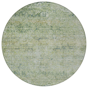 HomeRoots 5' Artichoke Green and Ivory Abstract Indoor Outdoor Area Rug - Durable, Washable, Stylish Design 8' Round 631583