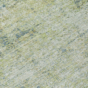 HomeRoots 5' Artichoke Green and Ivory Abstract Indoor Outdoor Area Rug - Durable, Washable, Stylish Design 8' Round 631583
