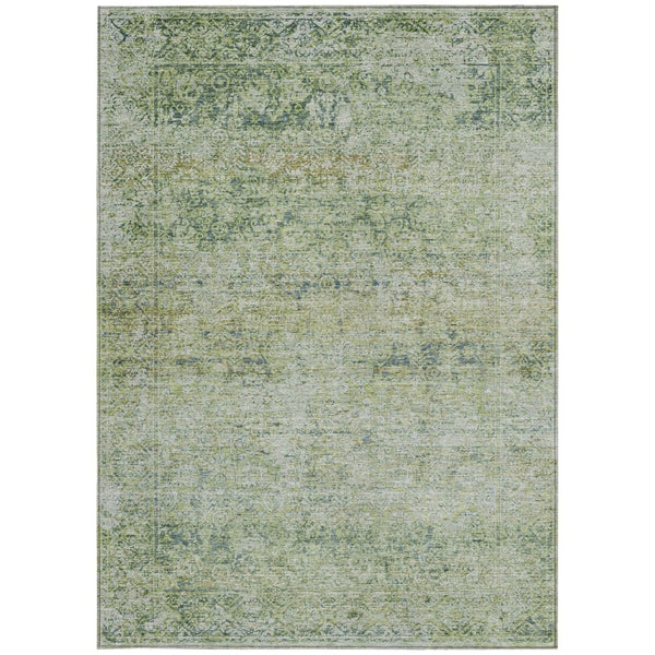 HomeRoots 5' Artichoke Green and Ivory Abstract Indoor Outdoor Area Rug - Durable, Washable, Stylish Design 8' X 10' 631584