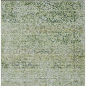 HomeRoots 5' Artichoke Green and Ivory Abstract Indoor Outdoor Area Rug - Durable, Washable, Stylish Design 9' X 12' 631585