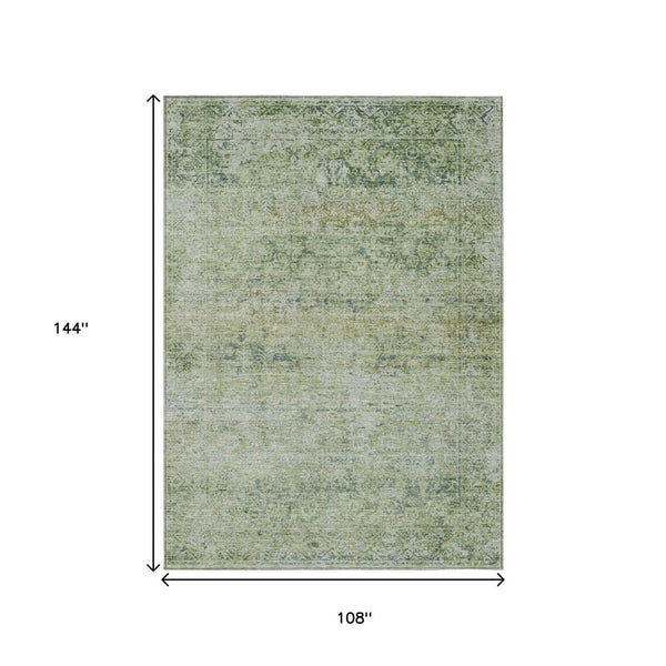 HomeRoots 5' Artichoke Green and Ivory Abstract Indoor Outdoor Area Rug - Durable, Washable, Stylish Design 9' X 12' 631585