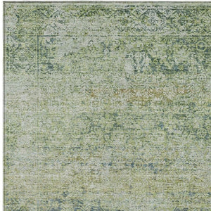 HomeRoots 5' Artichoke Green and Ivory Abstract Indoor Outdoor Area Rug - Durable, Washable, Stylish Design 9' X 12' 631585