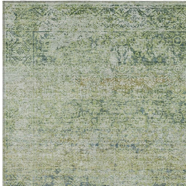 HomeRoots 5' Artichoke Green and Ivory Abstract Indoor Outdoor Area Rug - Durable, Washable, Stylish Design 9' X 12' 631585