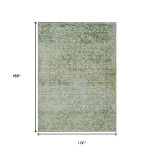 HomeRoots 5' Artichoke Green and Ivory Abstract Indoor Outdoor Area Rug - Durable, Washable, Stylish Design 10' X 14' 631586