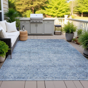 HomeRoots 5' Blue and Ivory Abstract Area Rug – Stylish, Washable, Durable, Perfect for Indoor and Outdoor Spaces 5' X 8' 631588