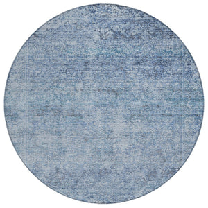 HomeRoots 5' Blue and Ivory Abstract Area Rug – Stylish, Washable, Durable, Perfect for Indoor and Outdoor Spaces 8' Round 631589