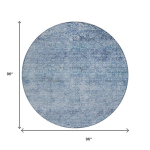 HomeRoots 5' Blue and Ivory Abstract Area Rug – Stylish, Washable, Durable, Perfect for Indoor and Outdoor Spaces 8' Round 631589