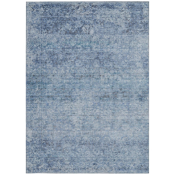 HomeRoots 5' Blue and Ivory Abstract Area Rug – Stylish, Washable, Durable, Perfect for Indoor and Outdoor Spaces 10' X 14' 631592