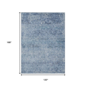 HomeRoots 5' Blue and Ivory Abstract Area Rug – Stylish, Washable, Durable, Perfect for Indoor and Outdoor Spaces 10' X 14' 631592